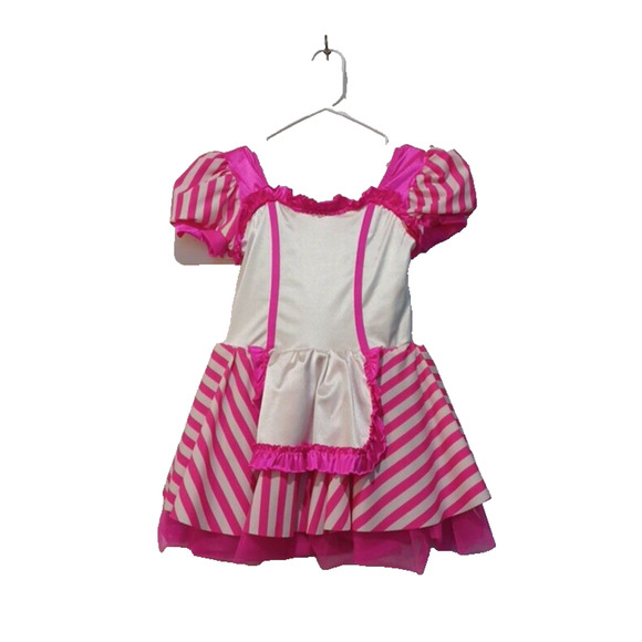 Weissman Girls Dance Recital Costume Gymnastics Pink Stripe One Piece Medium - Picture 1 of 8